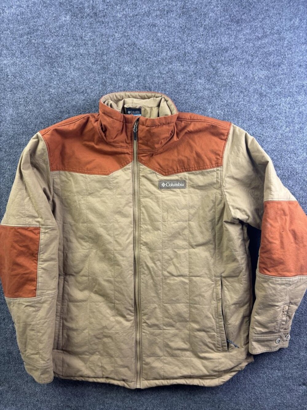 Columbia Saddle Point Jacket Men Large Beige PHG Quilted Canvas Full Zip Hunting